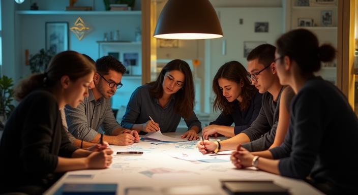 Modern design team collaborating at Diseño Creativo MX studio